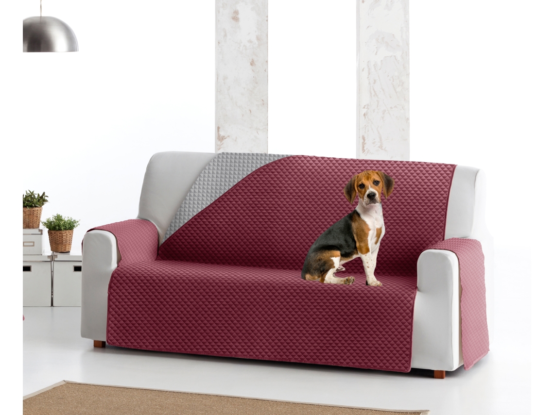 Capa tecido Acolchoado Reversível para Sofá Elena (190 cm 4 lugares - Cor Vermelho / Cinzento)