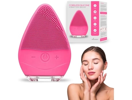 Limpador de Vibrador de Silicone para Limpeza Facial Rosa