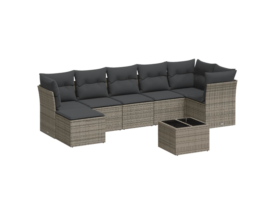 Maison Exclusive - 8 Pcs Conjunto Sofás De Jardim C/ Almofadões Vime Pe Cinzento