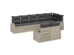 Conjunto 9 Sofá De Jardim Vidaxl Cinzento-claro Vime Pe (55 X 55 X 37 Cm)