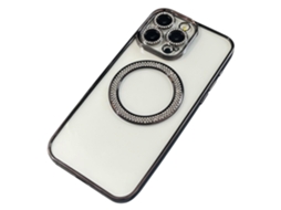 Capa Para Iphone 15 Pro Compatível Com Magsafe Com Decoração Em Strass Tpupc