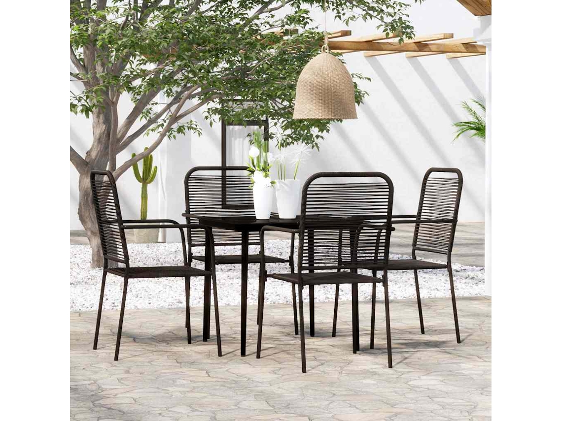 Vidaxl 5 Pcs Conjunto De Jantar Para Jardim Preto