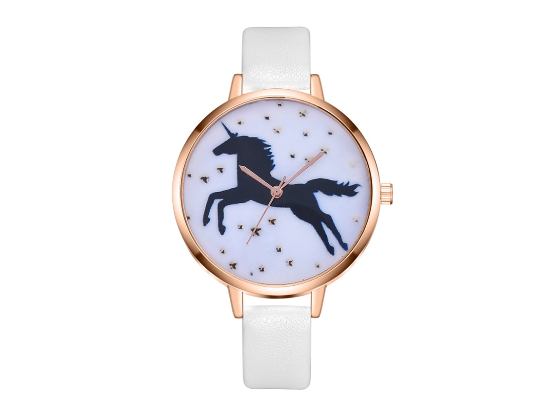 Relógio Analógico Feminino Simples de Cinto Pu Slim Quartzo Moda Branco