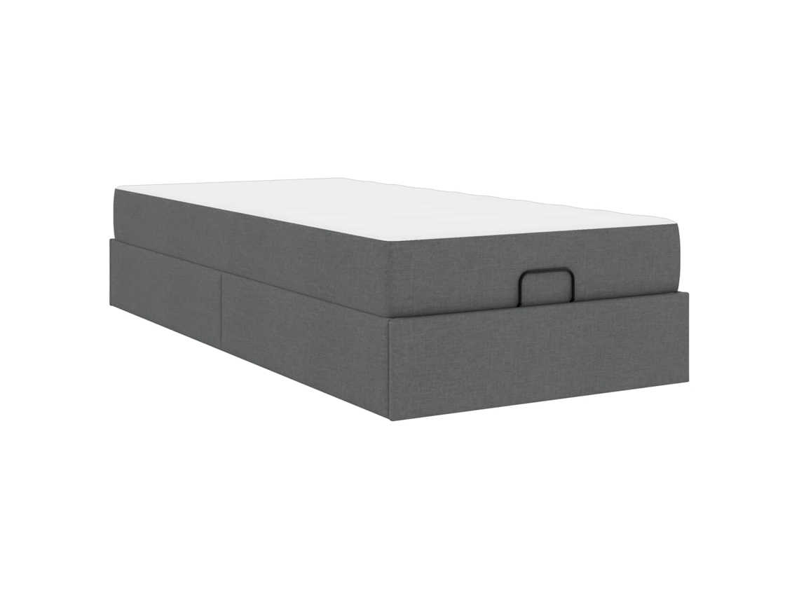 Conjunto de 2 Estruturas de Cama com Colchão Cinza Escuro Tecido MAISON EXCLUSIVE