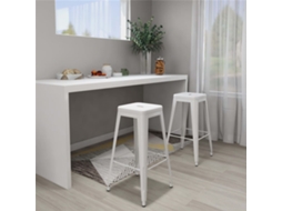 Vidaxl Bancos De Bar Empilháveis 2 Pcs Metal Branco