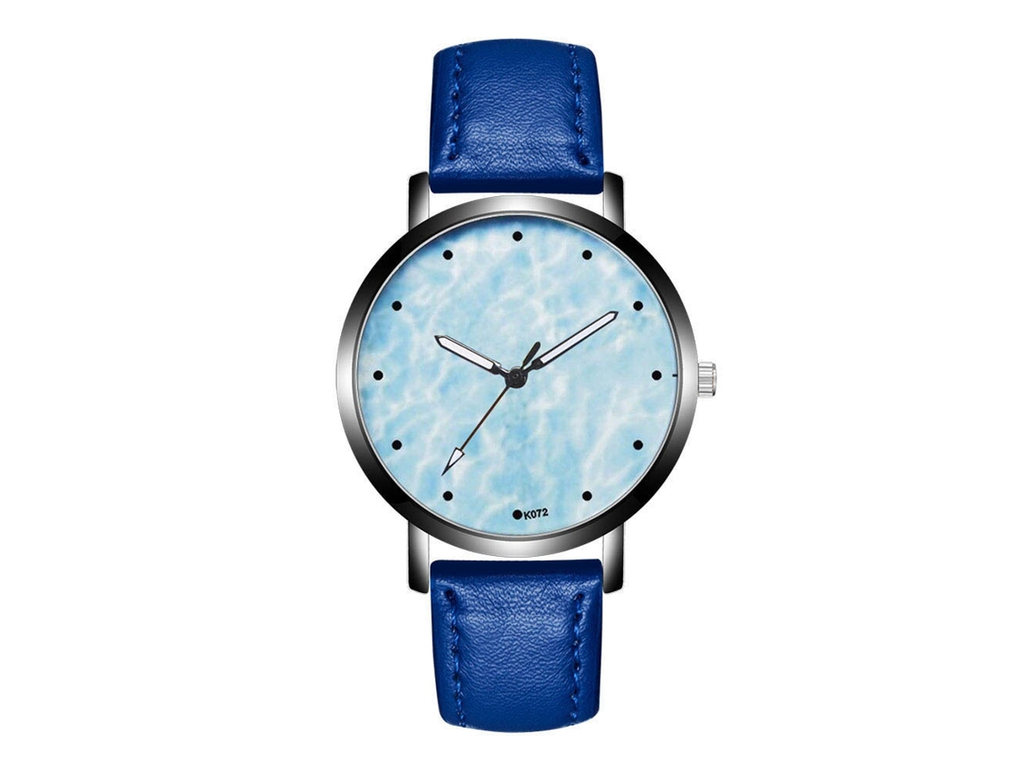Analógico De Cuarzo De Aleación Reloj De Muñeca Con Dial Redondo Para Parejas Azul Real