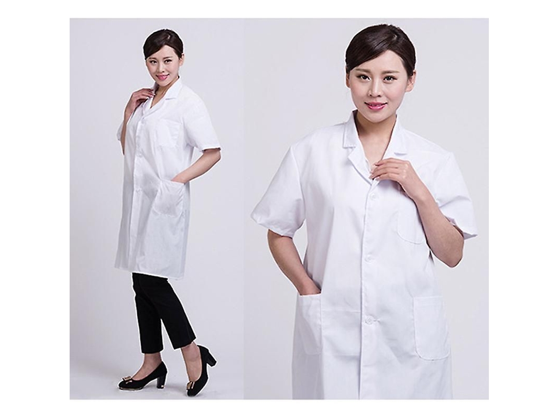 2026 camisa de Laboratório Branca Unissex Manga Curta com Bolsos para Médicos Enfermeiros Uniforme de Verão Tamanho Europeu