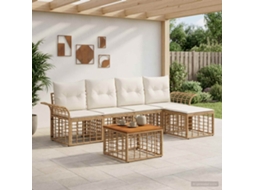 Vidaxl Conjunto De Sofás Para Exterior 6 Pcs Natural E Branco Creme