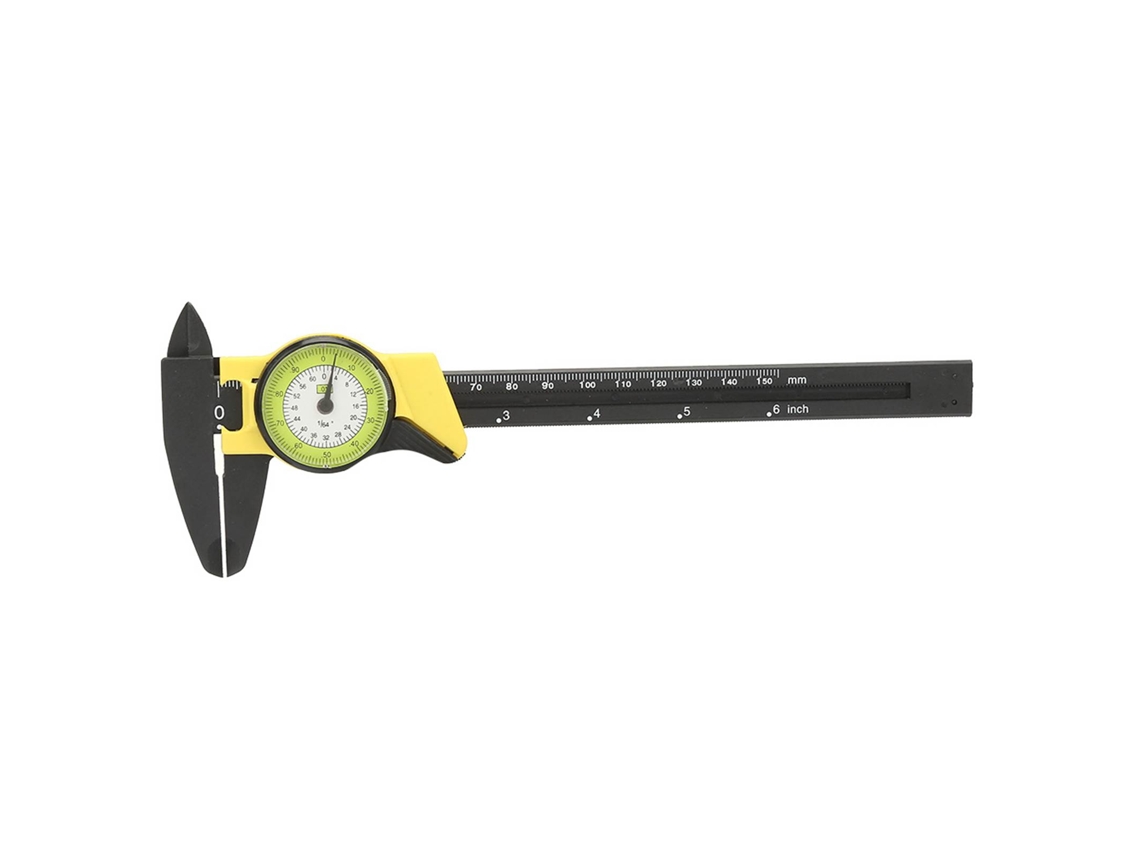 Pie De Rey Vernier Dial Plástico 0-150mm Herramienta De Medida Profesional Amarelo