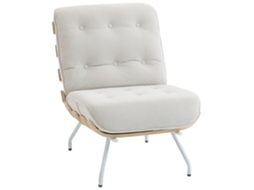 Poltrona de Sala Linho, Aço Cor Creme 62,5x94x81 cm Homcom