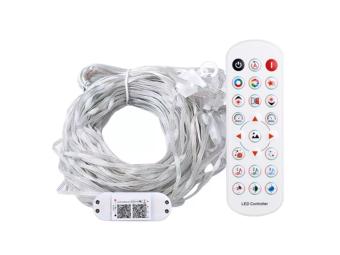 Luzes de Cortina Led 400led 6.5x6.5ft com Controle Remoto App Ip65 para Quarto Casamento Festa