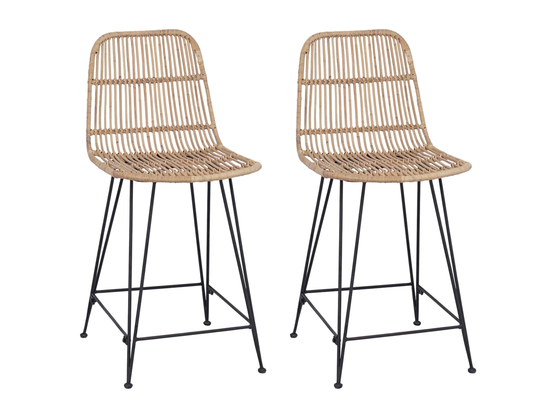 Conjunto 2 Banco De Bar Vidaxl Castanho Vime (44 X 54 X 96 Cm)