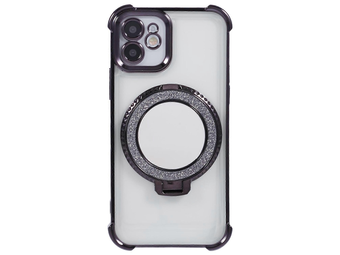Capa De Celular Antirriscos De Tpu Com Glitter E Suporte Para Iphone 11 Com Espelho