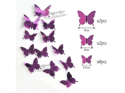 12pcs Pegatinas De Mariposas Huecas 4d Para Decoración De Hogar, Bodas Y Fiestas, Adornos Infantiles Rosa Vermelha