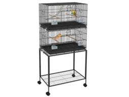 Gaiola de pássaros de aço, empilhada, poleiros, baloiços, escadas, 77x46x164cm Preto S/MARCA
