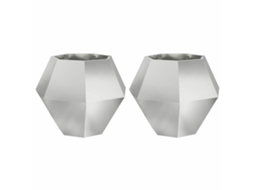 Conjunto 2 Vaso De Exterior Vidaxl Prateado Aço (75 X 75 X 60 Cm)