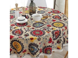 Lurelia Toalha De Mesa Redonda Algodão Linho Renda Diâmetro 100 150 Cm