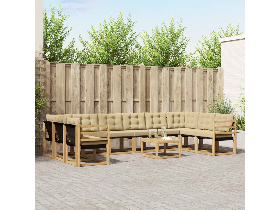 Vidaxl Conjunto De Sofás Para Exterior 11 Unid. Branco E Bege