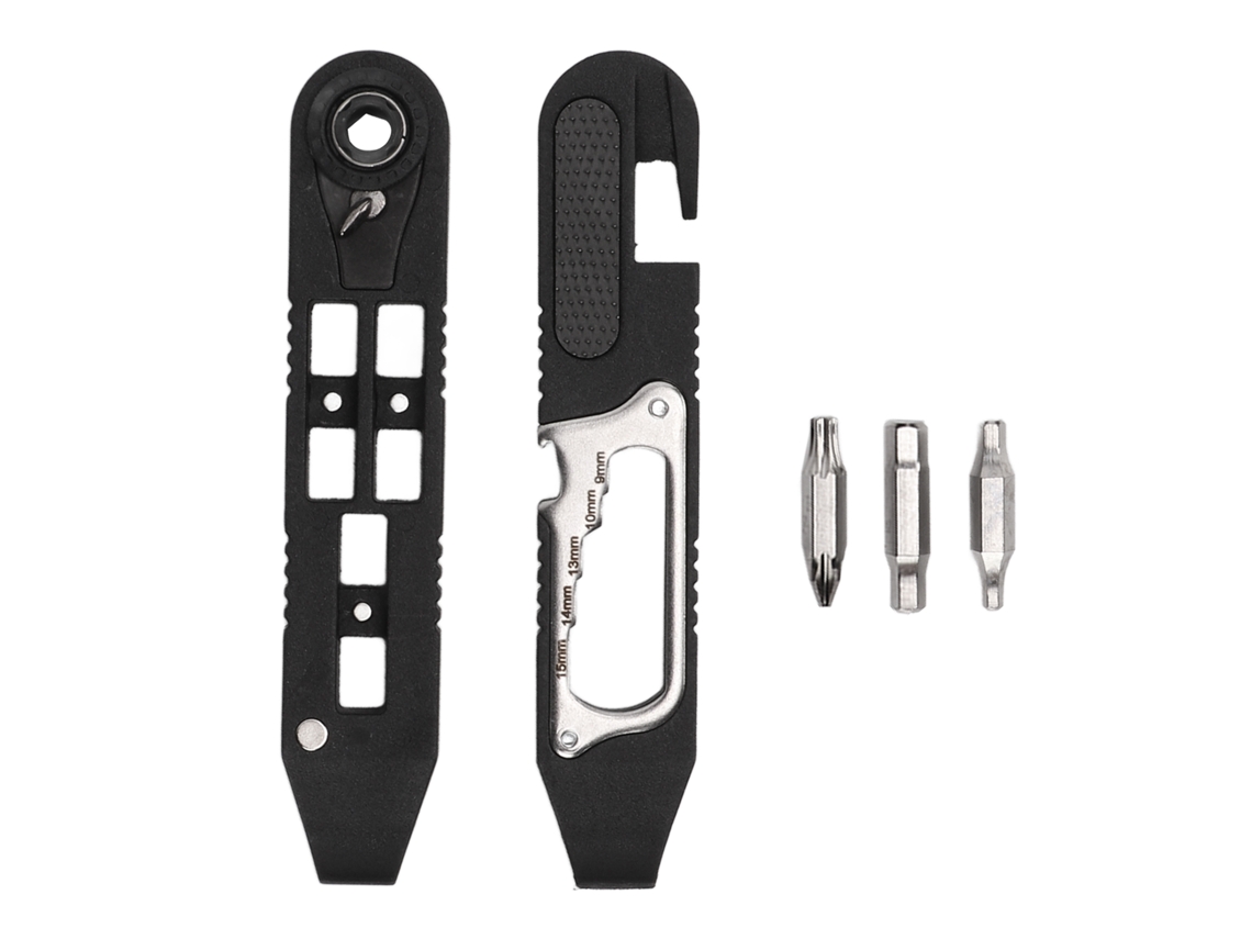 Kit De Ferramentas Para Bicicleta Com Alavanca De Pneu, Chave De Rato E Acessórios Multifuncionais Em Preto