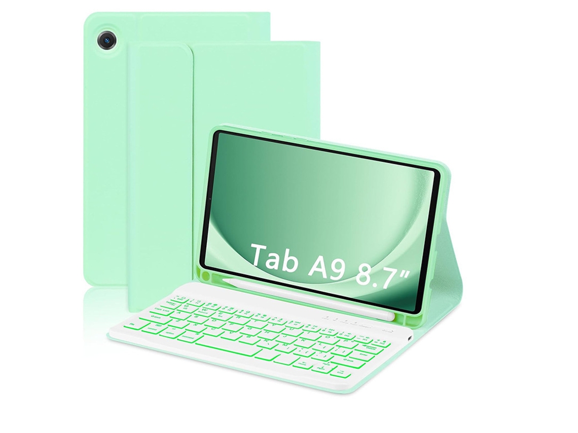 Capa de Teclado Bluetooth XIAOMOYU para Samsung Tab A7lite 8.7 com retroiluminação colorida e português