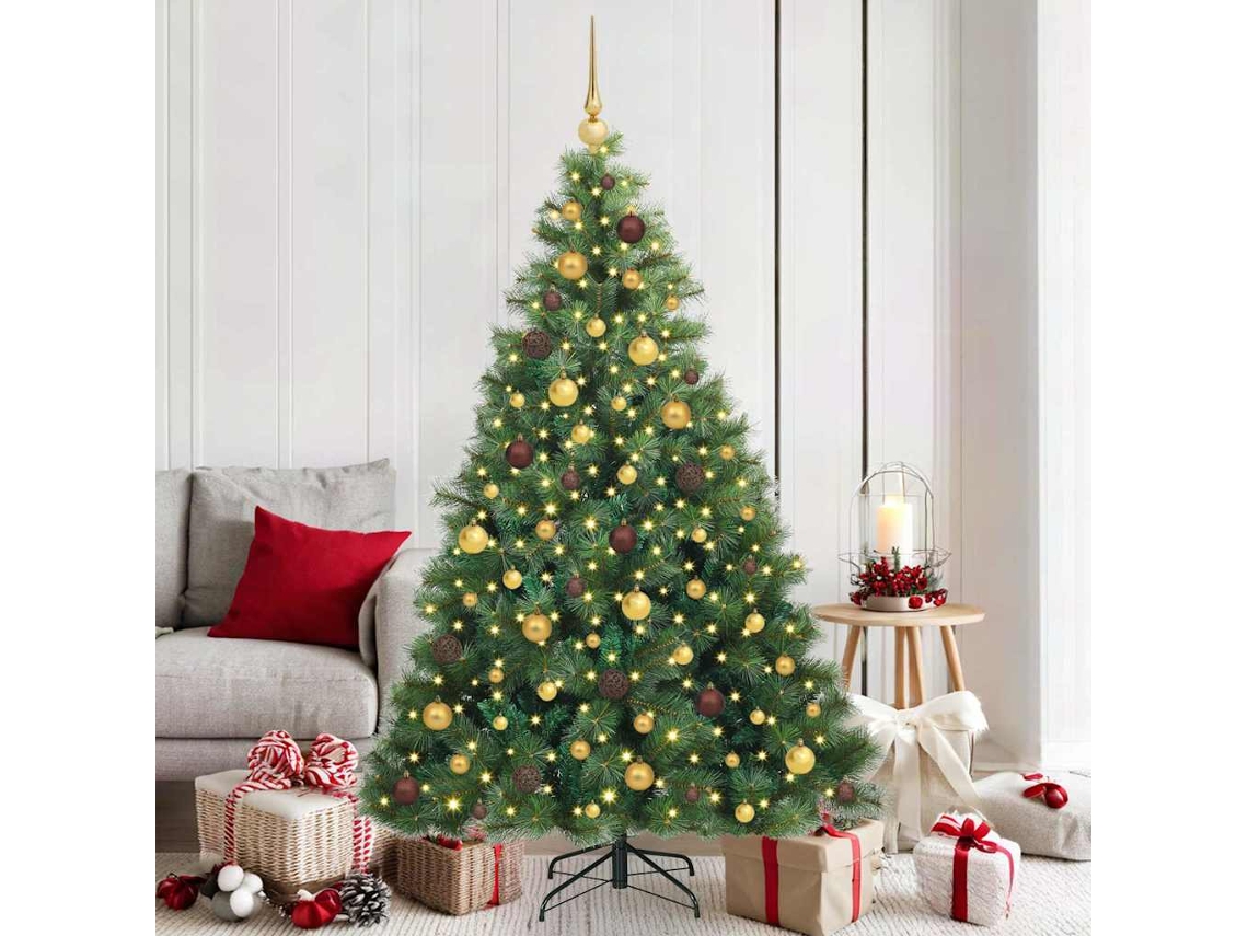 Vidaxl Árvore De Natal Artificial Com 300 Leds Verde 180 Cm Pe E Pvc