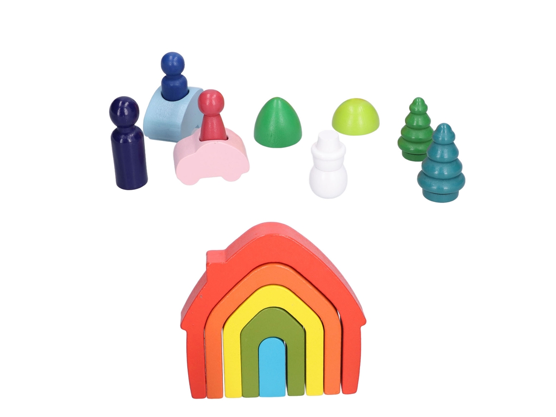 Mali 16 Pcs Blocos Arqueados de Madeira para Montar Jogo Educativo Balanço Criatividade 3+ Anos