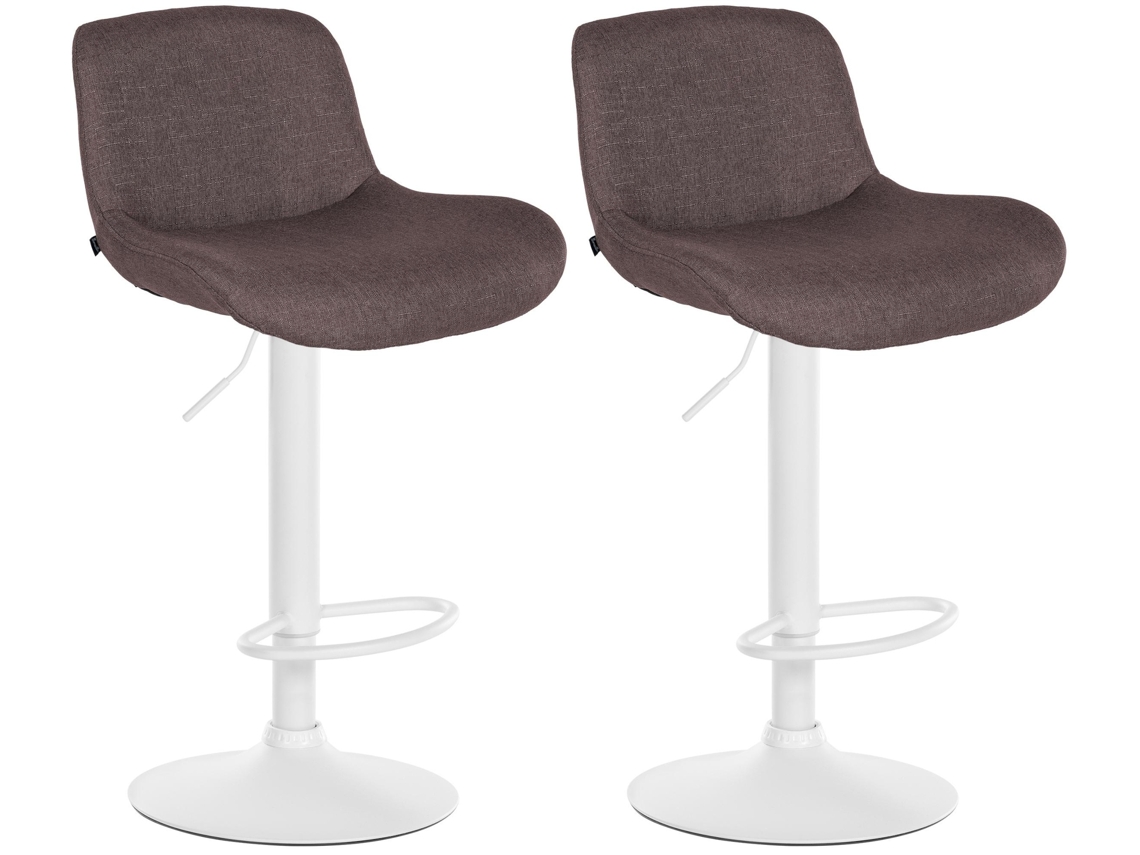 Conjunto De 2 Bancos De Bar Solon Branco Marrom Escuro/tecido Clp