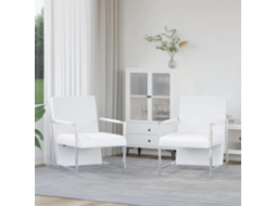 Vidaxl Poltronas Com Estrutura Cromada 2 Pcs Couro Artificial Branco