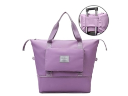 Mochila De Viagem Grande De Nylon Expandível Bolsa Tote Maleta Leve Multiuso Púrpura