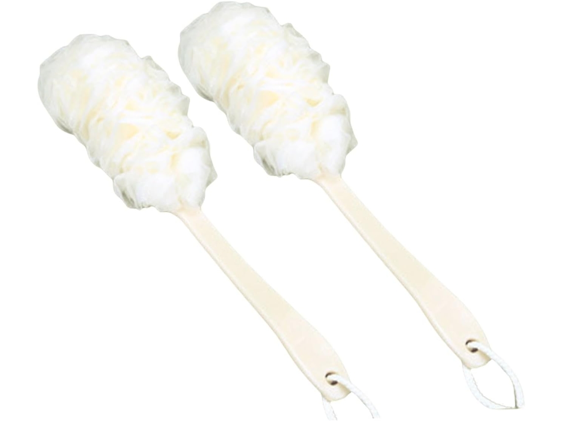 Conjunto Healeved Com 2 Escovas Esfoliantes Corporais Cabos Longos De Pe Branco, Escova De Banho Para Esfoliar A Pele