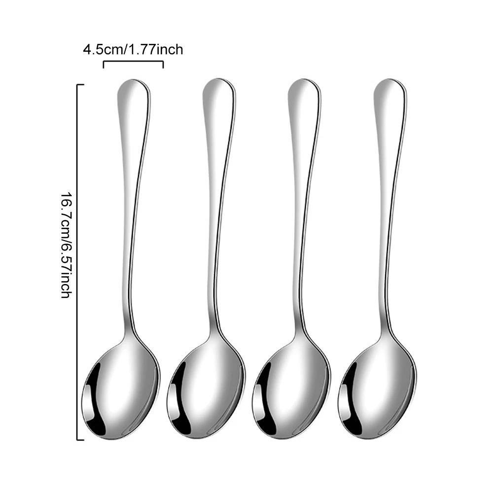 Colheres de Chá em Aço Inoxidável, Duráveis e Próprias para Lava louças. MDUG (16,7 Cm, 4 Peças)