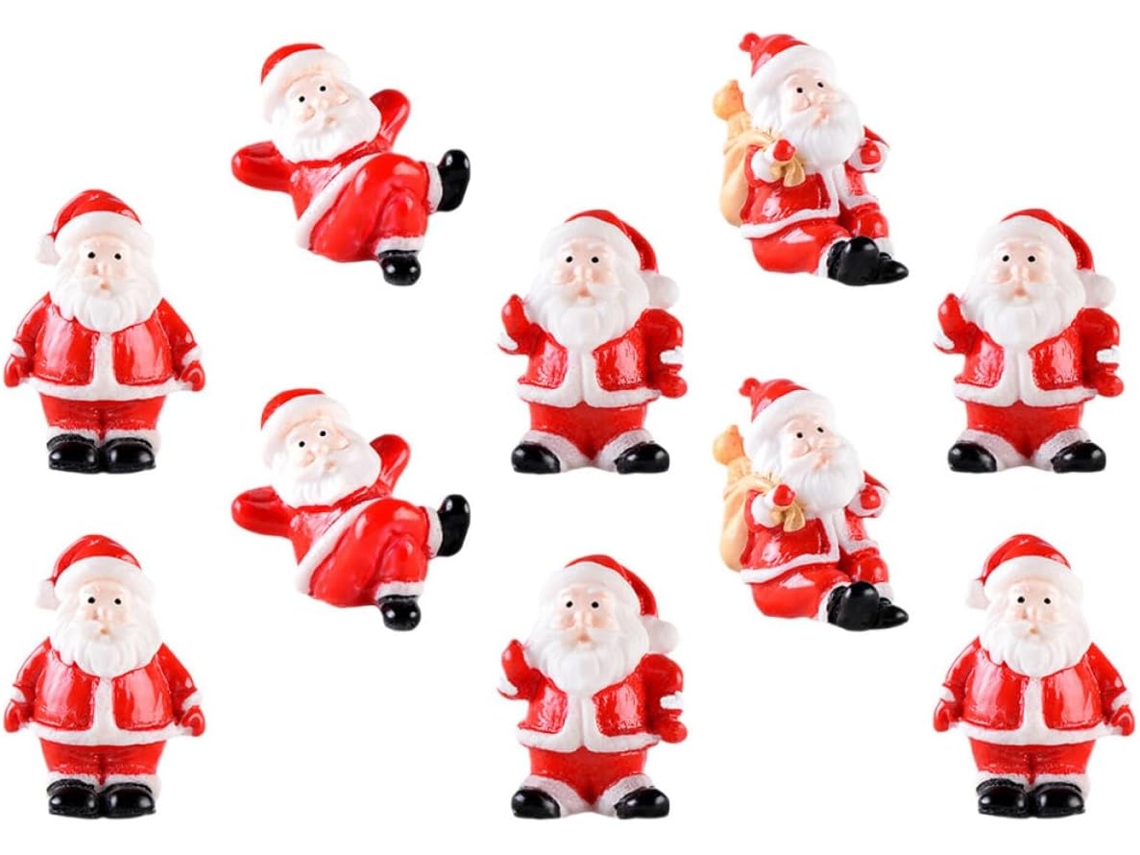 Conjunto 10 Miniaturas Bonecos Vermelhos Resina Decoração Natalina Estar Cozinha Aparência Adorável Perfeita GOKOCO