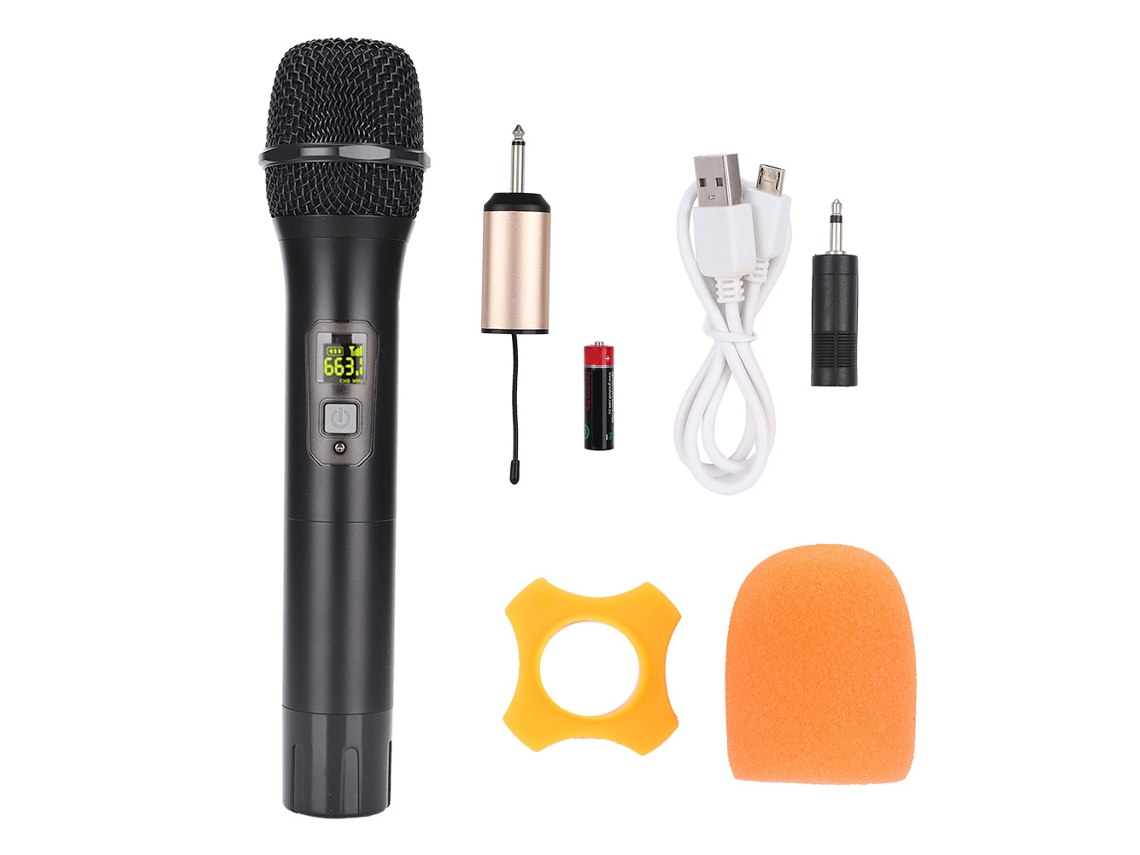 Aetheria microfone Sem Fio de Mão Uhf 600 700mhz com Receptor Mini Recarregável Preto