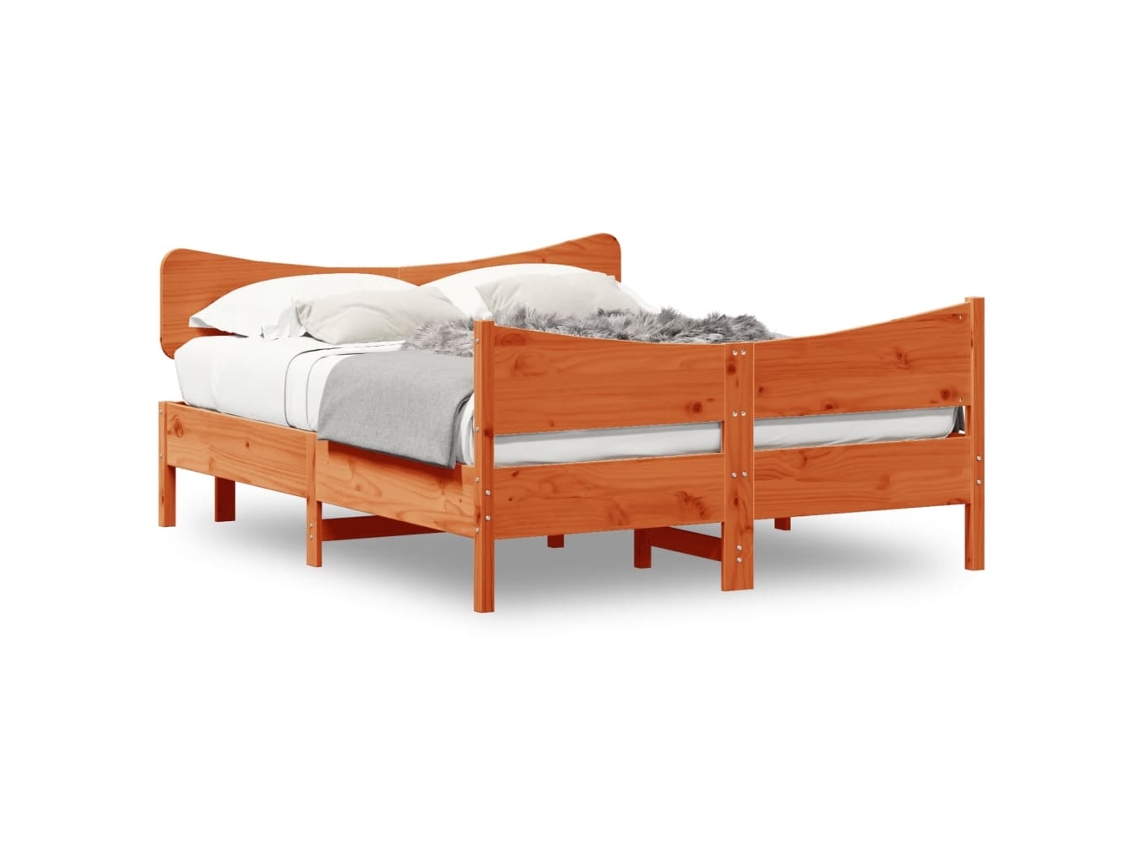 Cama Sem Colchão 160x200 cm Madeira Pinho Maciço Castanho mel MAISON EXCLUSIVE