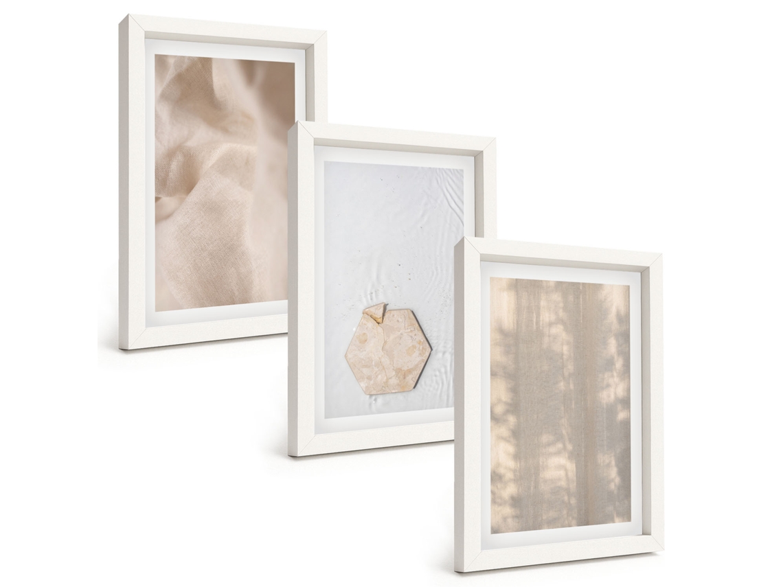 Conjunto De Quadros Com Moldura Texturas Sutis Da Natureza Boho Moldura Branca Fotos Para O Corredor Espelharte (3 Peças 20x30 Cm)