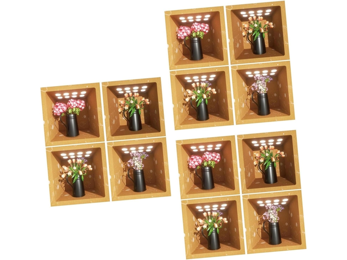 Conjunto De 3 Adesivos De Parede Com Vaso De Flores Para Decoração.