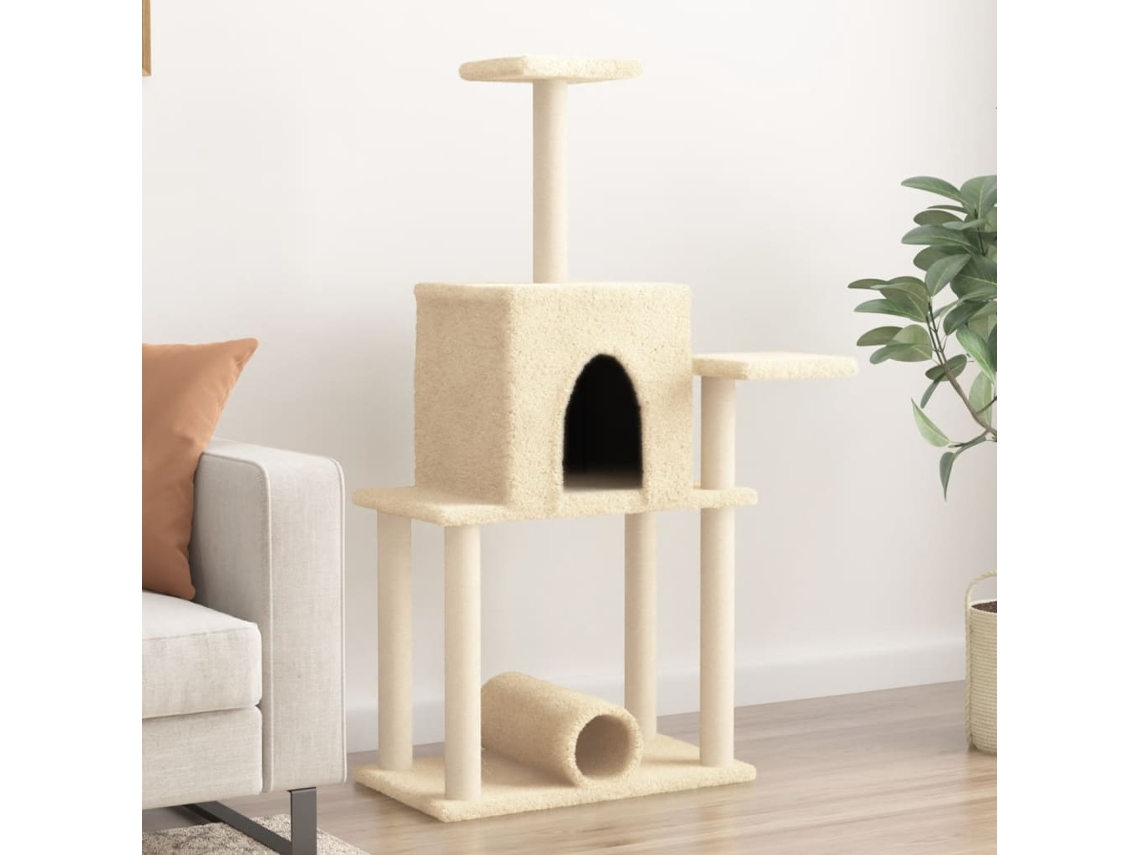 Vidaxl Árvore C/ Postes Arranhadores Sisal 122 Cm Cor Creme