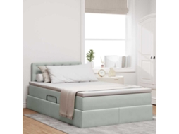 Vidaxl Cama De Armazenamento Led Com Colchão Cinzento-claro