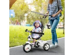 Triciclo 6-em-1 Com Punho De Empurrar, Teto, Cinto, Cesta Arrumação, 1-5 Anos, Branco