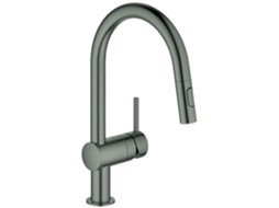 Misturadora Monocomando De Lavatório Grohe Minta, Bica Em C, Com Duplo Spray Extraível, 32321al2, Cor Hard Graphite Escovado