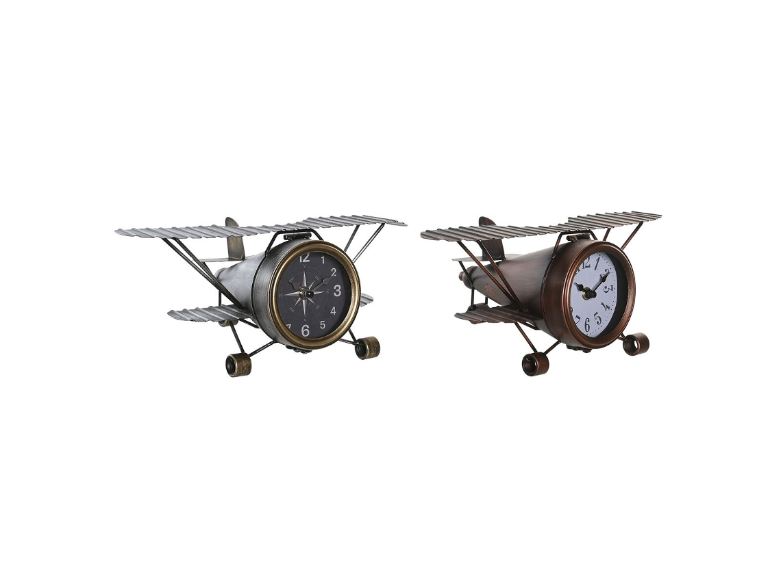 Tafelklok Dkd Home Decor 35 X 21 X 14 Cm Avião Cristal Alumínio Ferro 2 Unidades