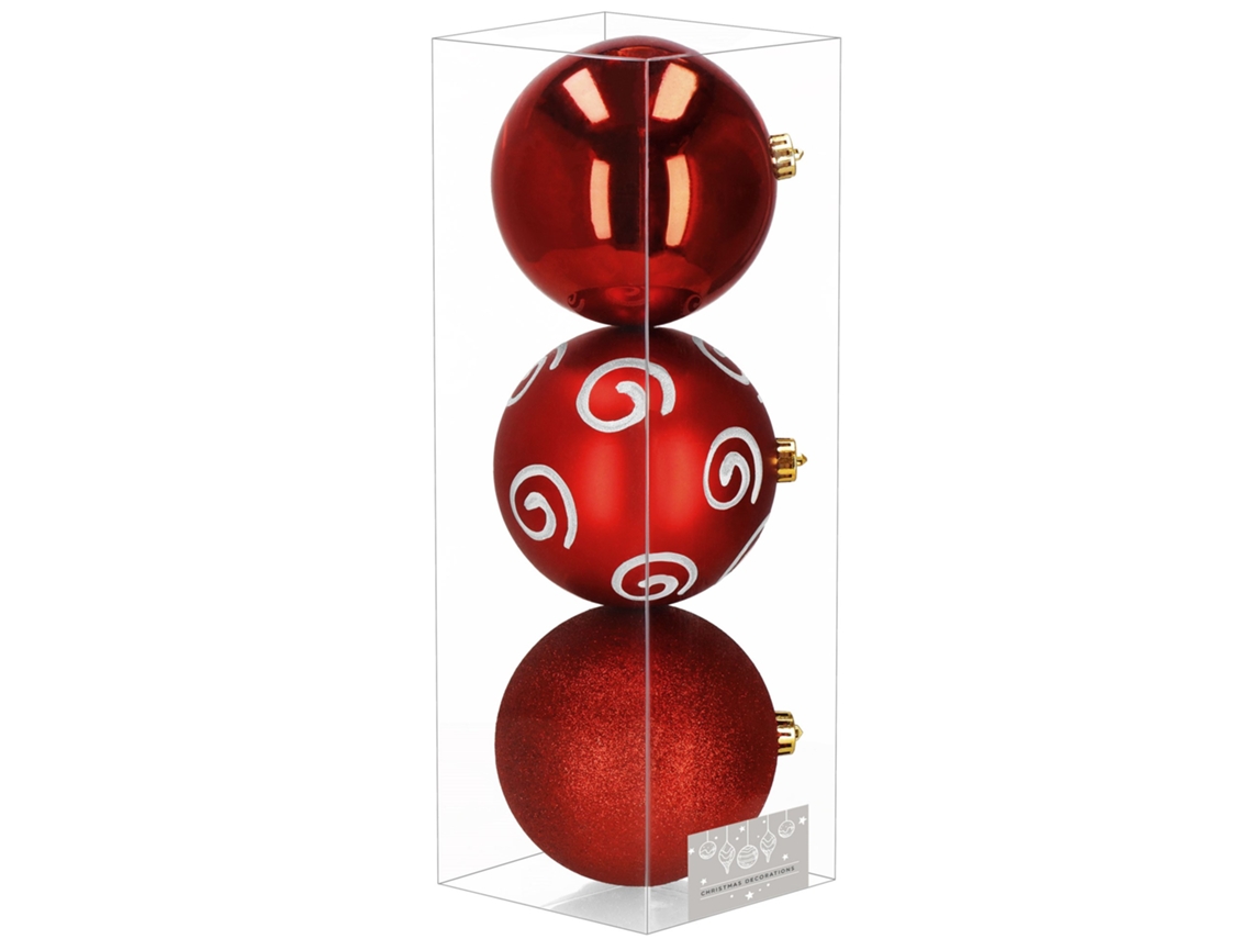 Enfeites Grandes Para Árvore De Natal, 3 Unid. Decorações Para Árvores De Natal 15 Cm, Vermelho Inquebrável