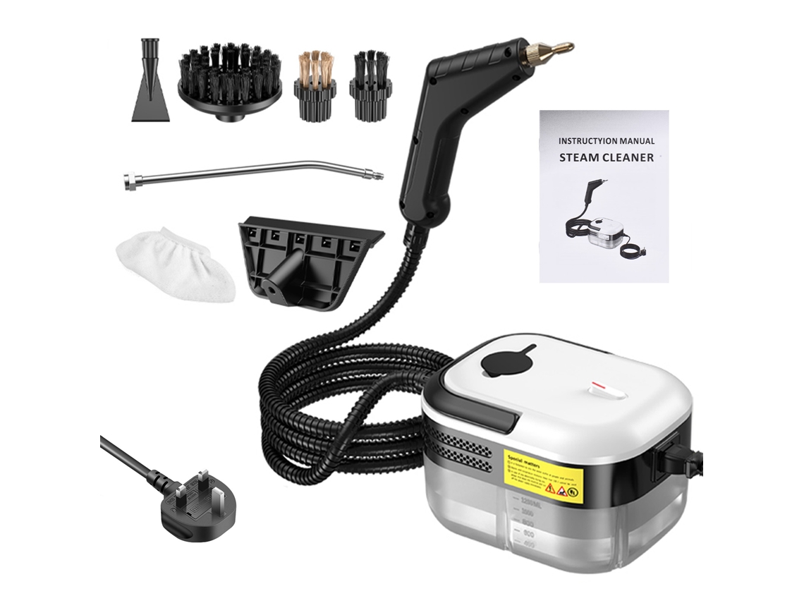 Limpador de Vapor Portátil 1200w 15s Aquecimento Rápido 1200ml com 7 Acessórios para Casa e Carro
