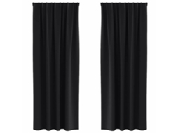 Maison Exclusive - Cortinas Blackout Com Argolas 2 Pcs Preto 225 X 140 Cm