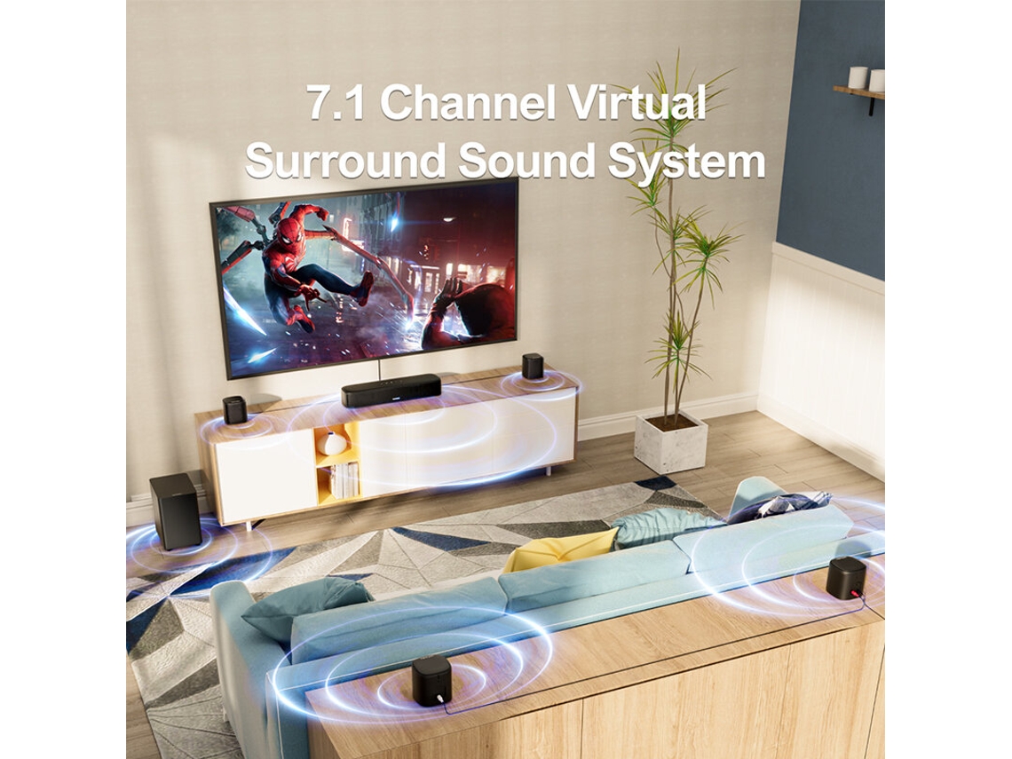 A Barra De Som Ultimea Aura A40 330w 7.1 canais de Som Bluetooth 8 Colunas De Alto Desempenho Tecnologia Bassmx Surroundx 121 Matrizes De Equalização Prede