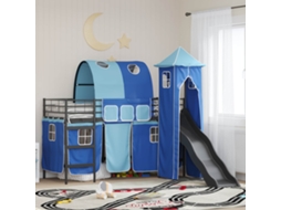 Vidaxl Estrutura de Cama Loft para Crianças Preto e Azul 90 X 190 Cm