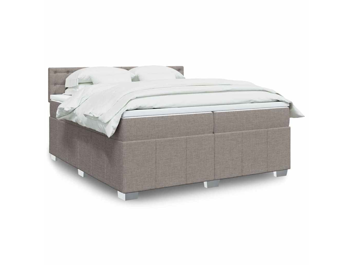 Vidaxl Cama Com Molas/colchão 200x200 Cm Tecido Castanho-acinzentado