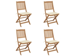 Folding Chair, Folding Chairs Vidaxl Creme Madeira De Acácia (n/a)