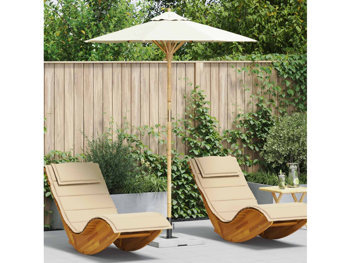 Vidaxl Guarda-sol De Jardim Branco Creme Ø 180 X 230 Cm Bambu
