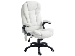 Cadeira Escritório Massagem Branco Borreguito 67x74x107 116cm 6 Pontos Aquecimento Reclinação 130° ZIWEI STORE